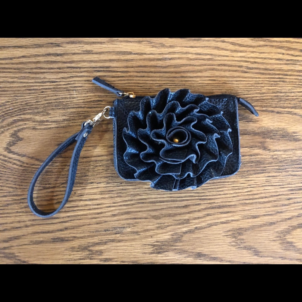 Black Flower Wristlet